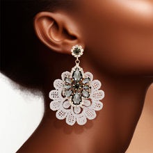 Load image into Gallery viewer, Gray Crystal Lace Earrings
