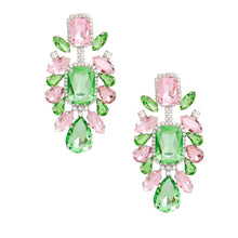 Load image into Gallery viewer, AKA Pink Green Glass Crystal Clip Ons
