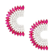 Load image into Gallery viewer, Studs Fuchsia Crystal Semi Circle Luminous Earring
