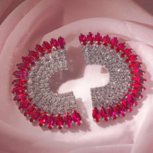 Load image into Gallery viewer, Studs Fuchsia Crystal Semi Circle Luminous Earring
