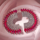 Studs Fuchsia Crystal Semi Circle Luminous Earring