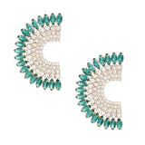 Studs Green Crystal Semi Circle Luminous Earrings