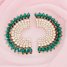 Load image into Gallery viewer, Studs Green Crystal Semi Circle Luminous Earrings
