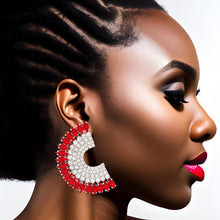Load image into Gallery viewer, Studs Red Crystal Semi Circle Luminous Earrings
