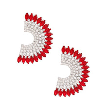 Load image into Gallery viewer, Studs Red Crystal Semi Circle Luminous Earrings
