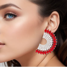 Load image into Gallery viewer, Studs Red Crystal Semi Circle Luminous Earrings
