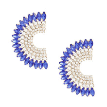 Load image into Gallery viewer, Studs Blue Crystal Semi Circle Luminous Earrings
