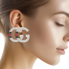Load image into Gallery viewer, Studs Silver Italian Luxe Red Green Stripe Earring
