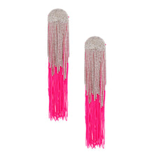 Load image into Gallery viewer, Tassel Fuchsia Long Fringe Glam Earrings for Women
