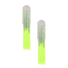 Load image into Gallery viewer, Tassel Neon Green Long Fringe Glam Earrings Women
