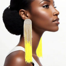 Load image into Gallery viewer, Tassel Yellow Long Fringe Glam Earrings for Women
