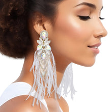 Cargar imagen en el visor de la galería, Tassel White Feather Glass Earrings for Women
