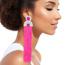 Load image into Gallery viewer, Tassel Fuchsia Long Vintage Glam Earrings Women
