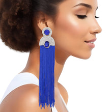 Cargar imagen en el visor de la galería, Tassel Royal Blue Long Vintage Glam Earrings Women
