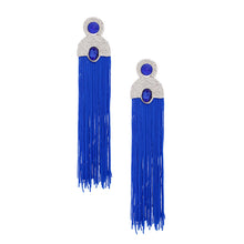 Cargar imagen en el visor de la galería, Tassel Royal Blue Long Vintage Glam Earrings Women
