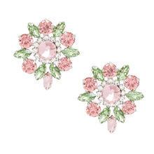 Load image into Gallery viewer, AKA Studs Pink Green Crystal Rounded Earrings
