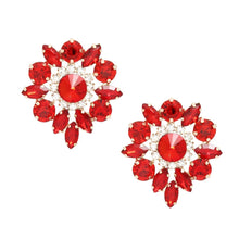 Load image into Gallery viewer, DST Studs Red Crystal Rounded Earrings Women
