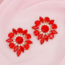 Load image into Gallery viewer, DST Studs Red Crystal Rounded Earrings Women
