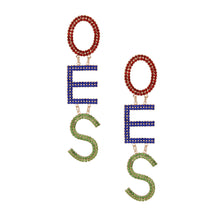 Load image into Gallery viewer, OES Sorority Pave Letter Gold Dangle Earrings
