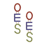 OES Sorority Pave Letter Gold Dangle Earrings