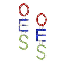 Load image into Gallery viewer, OES Sorority Pave Letter Silver Dangle Earrings
