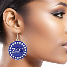 Load image into Gallery viewer, ZPB Sorority Round Blue Fish Hook Earrings
