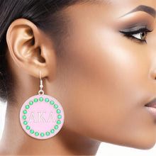 Load image into Gallery viewer, AKA Sorority Round Pink Fish Hook Earrings
