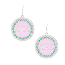 Load image into Gallery viewer, AKA Sorority Round Pink Fish Hook Earrings
