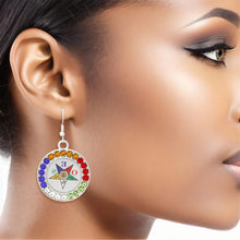 Load image into Gallery viewer, OES Sorority Star Rhinestone Fish Hook Earrings
