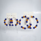 Gold Blue 2in Stone Ball Hoops