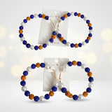 Gold Blue 2in Stone Ball Hoops