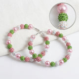 Pink Green 3in Stone Ball Hoops