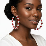 Red White 3in Stone Ball Hoops