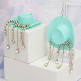 Fish Hook Turquoise Cowgirl Hat Fringe Earrings