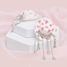Cargar imagen en el visor de la galería, Fish Hook White Pink Cowgirl Hat Fringe Earrings
