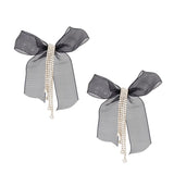 Tassel Black Ribbon Bow Sparkling Fringe Earrings