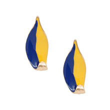 Load image into Gallery viewer, SGRHO Sorority Curved Leaf Blue Gold Painted Studs
