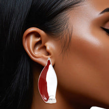 Load image into Gallery viewer, DST Sorority Curved Leaf Red White Painted Studs
