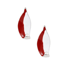 Load image into Gallery viewer, DST Sorority Curved Leaf Red White Painted Studs
