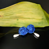 ZPB Blue Rose White Pearl Teardrop Stud Earrings