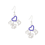 ZPB Greek Heartfelt Pride Bling Fish Hook Earrings