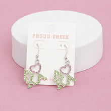 Cargar imagen en el visor de la galería, AKA Greek Heartfelt Pride Bling Fish Hook Earrings
