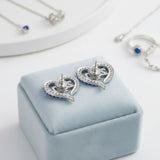 ZPB Sorority Heart Blue Clear Bling Stud Earrings