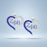 ZPB Sorority Heart Blue Clear Bling Stud Earrings