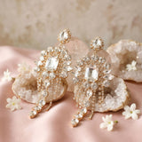 Gold Arched Glass Crystal Chandelier Earrings