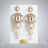 Gold Arched Glass Crystal Chandelier Earrings