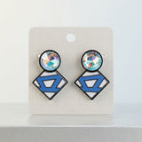 ZPB Glass Crystal Geometric Gem Clip On Earrings