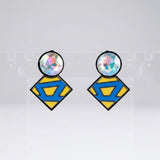 SGRHO Glass Crystal Geometric Gem Clip On Earrings