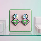 AKA Glass Crystal Geometric Gem Clip On Earrings