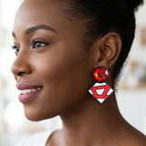 DST Glass Crystal Geometric Gem Clip On Earrings